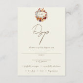 クラシック オータム ワイルドフラワー ネームイニシャル RSVP エンクロージャーカード (正面)