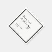 クラシック オールド マニー ブラック＆ホワイト ウェディング スタンダードカクテルナプキン (角)