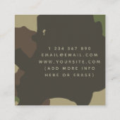 クラシック カモフラージュ ミリタリー スタイル 緑 & 茶色 スクエア名刺 (裏面)