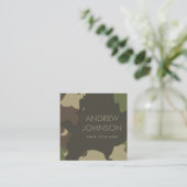 クラシック カモフラージュ ミリタリー スタイル 緑 & 茶色 スクエア名刺 (スタンド正面)