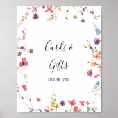 クラシック カラフル ワイルド フラワーのカードとギフトのサイン ポスター (正面)