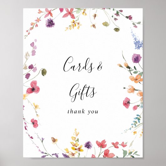 クラシック カラフル ワイルド フラワーのカードとギフトのサイン ポスター (正面)