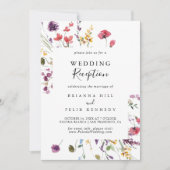 クラシック カラフル ワイルド フローラル ウェディング レセプション 招待状 (正面)