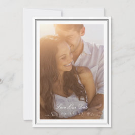 クラシック カリグラフィー ブラックタイ 結婚式 写真 セーブザデート
