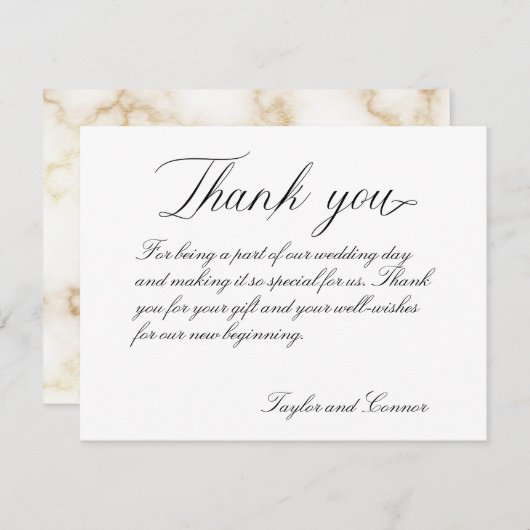 クラシック·カリグ結婚ラティのサンキューカード サンキューカード (正面/裏面)
