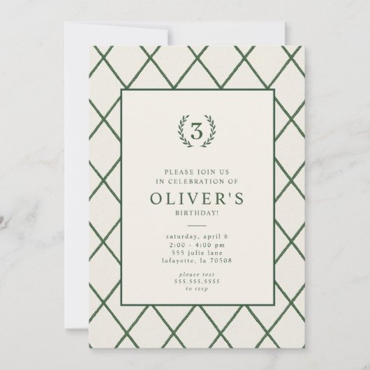 クラシック カントリークラブ バースデーパーティ 招待状 (正面)