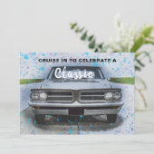 クラシック カーでドライブする誕生日招待状 招待状 (スタンド正面)
