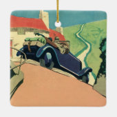 クラシック カーで楽しむ地方のロード トリップ セラミックオーナメント (裏面)