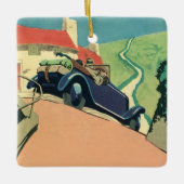 クラシック カーで楽しむ地方のロード トリップ セラミックオーナメント (正面)