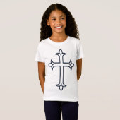 クラシック・キリスト教の十字架 ミニマリスト美術 Tシャツ (正面フル)