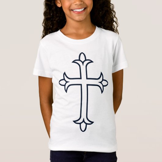 クラシック・キリスト教の十字架 ミニマリスト美術 Tシャツ (正面)