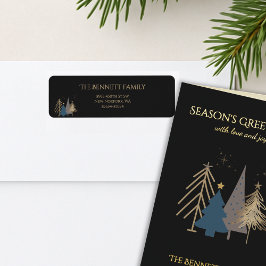 クラシック クリスマスツリー シーズングリーティング ゴールド箔 ラベル