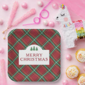 クラシック クリスマスツリー ペイズリー柄 ペーパー プレート (パーティー)