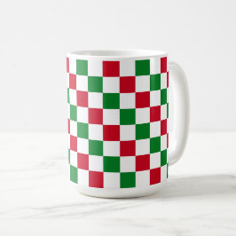 クラシック クリスマス チェッカーボード パターン コーヒーマグカップ