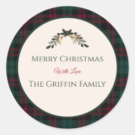 クラシック クリスマス プラッド 丸 シール