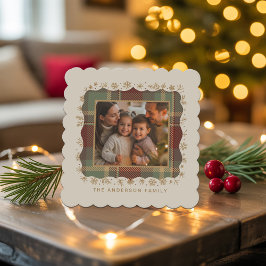 クラシック クリスマス プリント柄 写真テンプレート ID1141A ペーパーコースター
