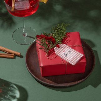 クラシック クリスマス 緑 赤 ストライプ ギフトタグ