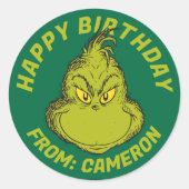 クラシック・グリンチ | お誕生日おめでとう ラウンドシール (正面)