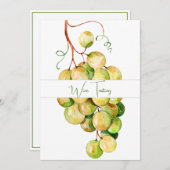クラシック グリーン グレープ ワイン テイスティング ご招待 招待状 (正面/裏面)
