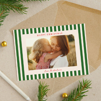 クラシック グリーン ストライプ 写真 クリスマス ホリデー
