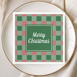 クラシック グリーン レッド ペイズリー クリスマス スタンダードカクテルナプキン