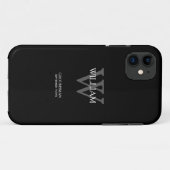 クラシック グレー モノグラム 白 名前 ブラック グルームスマン Case-Mate iPhoneケース (裏面(横))