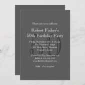 クラシック グレー 誕生日 招待状 (正面/裏面)