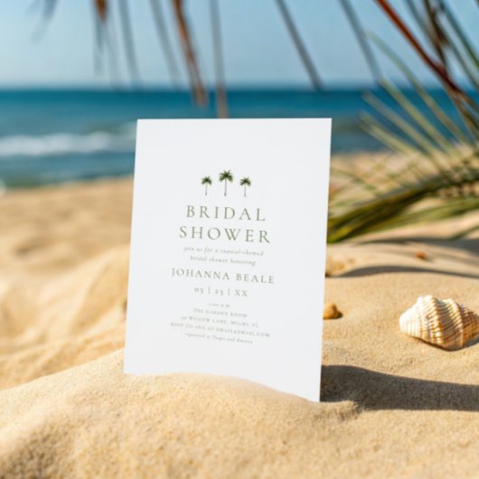 クラシック コースト ミニマル パーム ツリー ブライダル シャワー 招待状