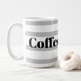 クラシック コーヒーマグ - ブルー フープ グレー コーヒーマグカップ