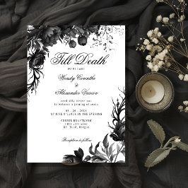 クラシック ゴシック ホワイト 'ティル・デス ウェディング 招待状