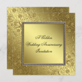 クラシック ゴールデン ウェディング アニバーサリー インビテーション カード (正面/裏面)