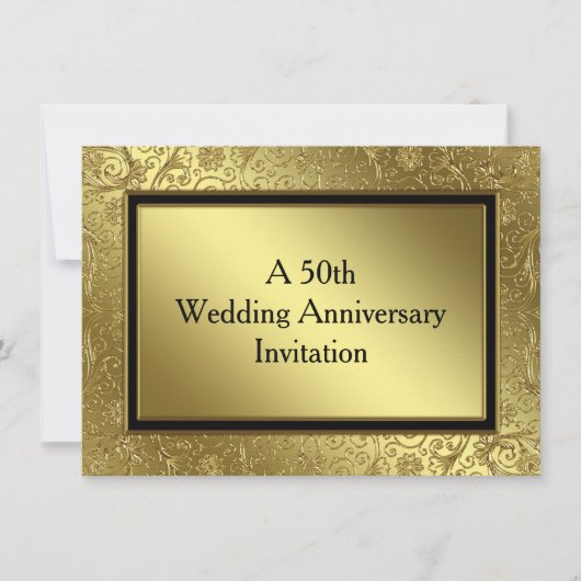 クラシック ゴールデン ウェディング アニバーサリー 4.5x6.25 招待状 (正面)