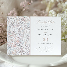 クラシック ゴールデン ユリ パステル ウェディング Save The Date 招待状