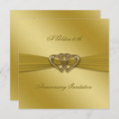 クラシック ゴールデン 50周年 結婚記念日 招待状 (正面/裏面)