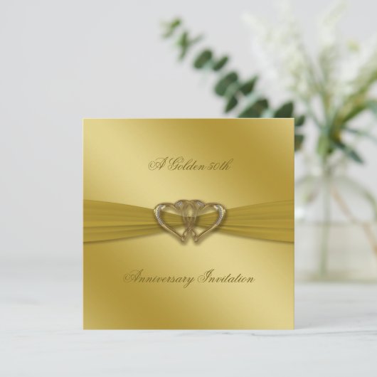 クラシック ゴールデン 50周年 結婚記念日 招待状 (スタンド正面)