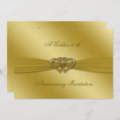 クラシック ゴールデン 50周年 結婚記念日 5x7 招待状 (正面/裏面)
