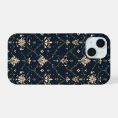 クラシック ゴールド柄 iPhone 15ケース (裏面横)