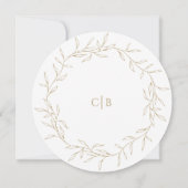 クラシック ゴールド グリーナリー ウェディング ラウンド セーブ・ザ・デート (裏面)