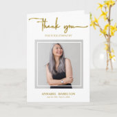 クラシック ゴールド スクリプト 哀悼 お礼 フォト カード (黄色い花)