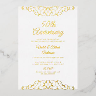 クラシック ゴールド スワール 結婚50周年記念 箔招待状