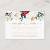 クラシック ゴールド バーガンディ ホワイト フラワーズ ハニームーン ウィッシュ エンクロージャーカード (正面)