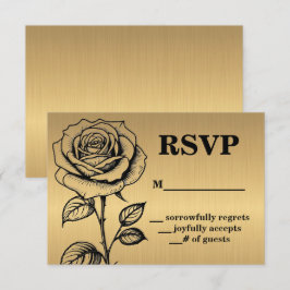 クラシック ゴールド ブラック ローズ RSVP 同封カード 招待状