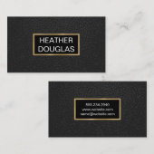 クラシック ゴールド メタリック バナー | ブラック レザー 名刺 (正面/裏面)