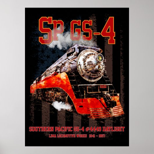 クラシック サザンパシフィック GS-4 蒸気機関車 ポスター (正面)