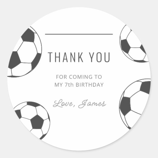 クラシック サッカー 誕生日パーティー 御礼 ラウンドシール (正面)