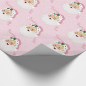 クラシック サンタクロース ピンク パーソナライズ ラッピングペーパー (角)