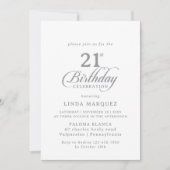 クラシック シック カリグラフィー 21歳の誕生日パーティー 招待状 (正面)