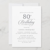 クラシック シック カリグラフィー 80歳の誕生日パーティー 招待状 (正面)
