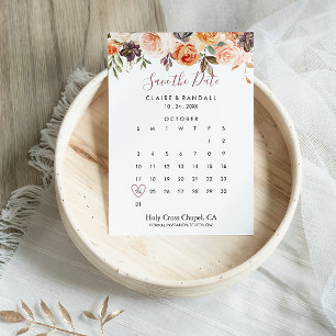 クラシック シック ボヘミアンフラワー セーブ・ザ・デート カレンダー
