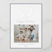 クラシック シルバー ブルーとホワイト モノグラム クレスト フォト 箔シーズンカード (正面)